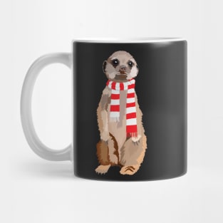 Micky Meerkat in Red and White Football Scarf Mug